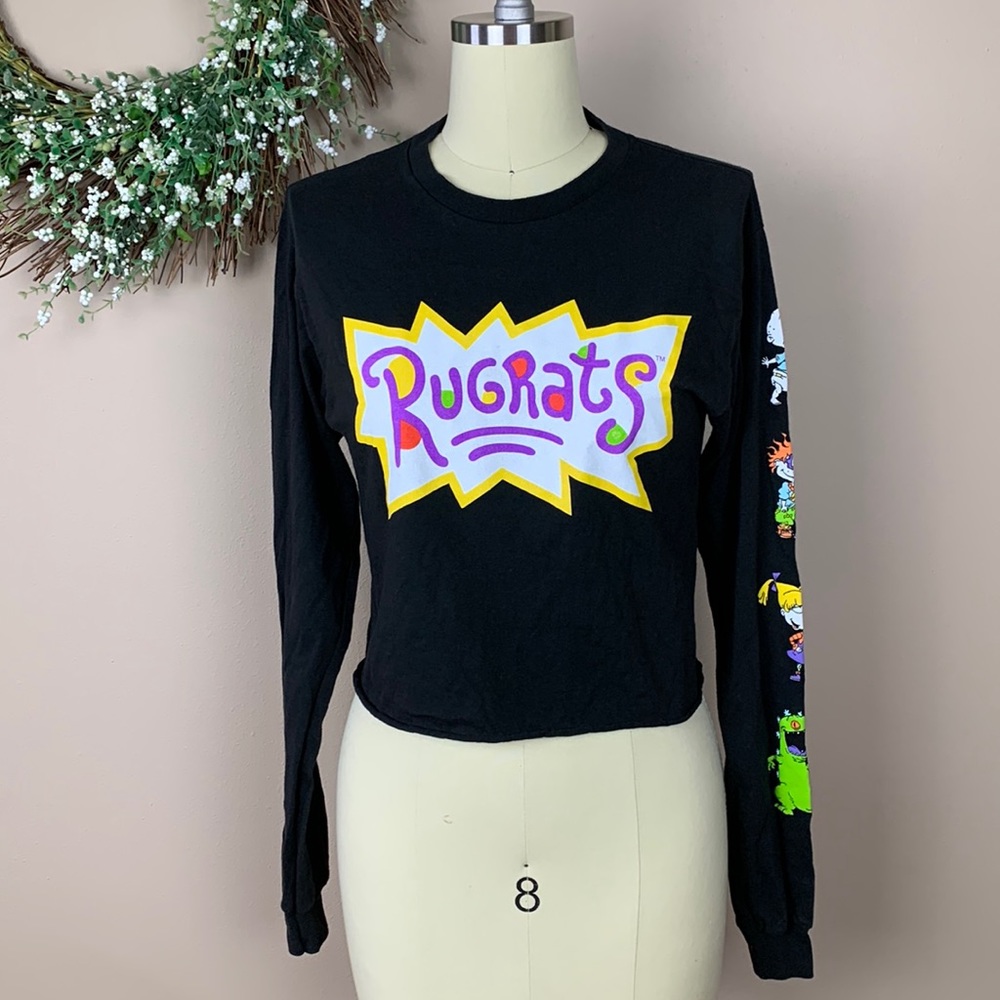 Nickelodeon Rugrats Black Crop Tee Shirt - Size Small